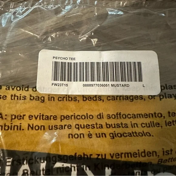 Size L - Supreme American Psycho T-Shirt Mustard Yellow [FW23] - Picture 3 of 4